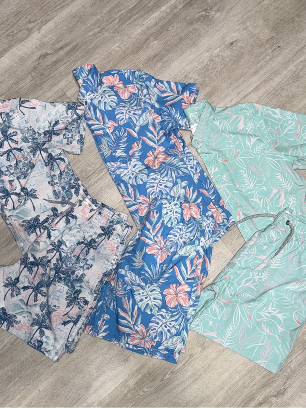 Vintage Summer Boys size 14 swim and size 12 matching button ups bundle